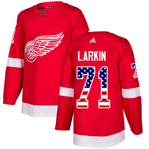 Herren Detroit Red Wings Eishockey Trikot Dylan Larkin #71 Authentic Rot USA Flag Fashion